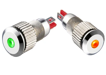 

( 10 Pieces/lot) 8mm mounting size red/green double bi- colour nickel plated brass pilot lamp indicator