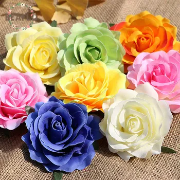 

10PCs DIY Artificial Rose Flower Head Silk Flower For Wedding Corsage Flip-Flops Headdress Bouquet Accessories 11.5cm Dia