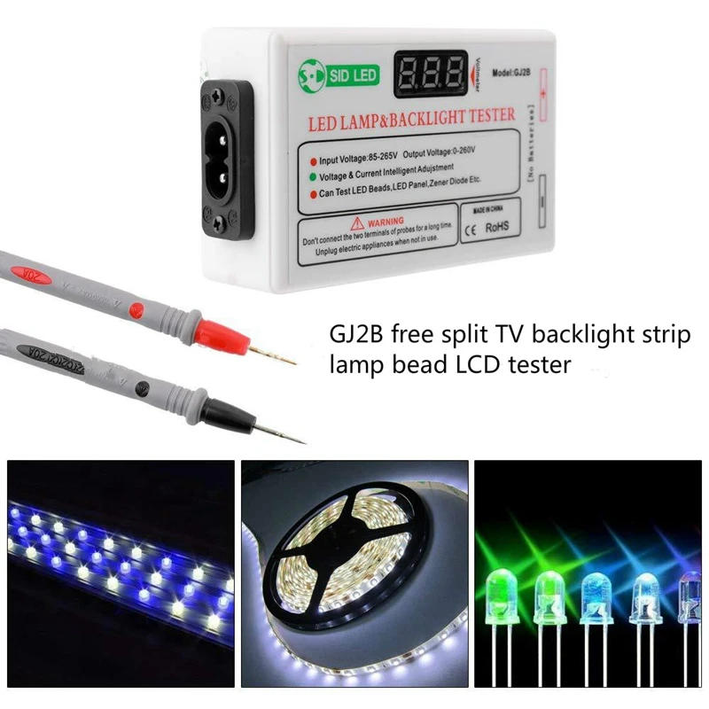 

GJ2B Voltage LED LCD TV Screen Backlight Zener Diode Tester Meter Lamp Strip Bead Light Board Test Tool Output 0~260V US Plug