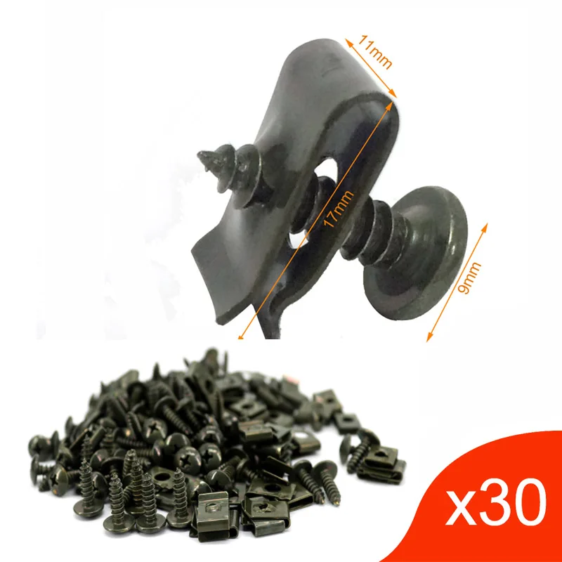 

30sets/lot Motorcycle Car Scooter ATV Moped Ebike Plastic Cover Metal Retainer Self-tapping Screw and Clips M4 M5 4.2mm 4.8mm