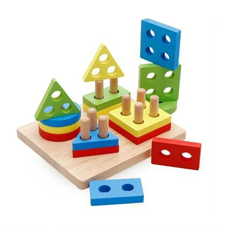 Infant Baby Brain Development Toys Wooden Geometric Sorting Board Blocks Kids Educational Toys Building Blocks Child Gift baby-building-blocks-wooden