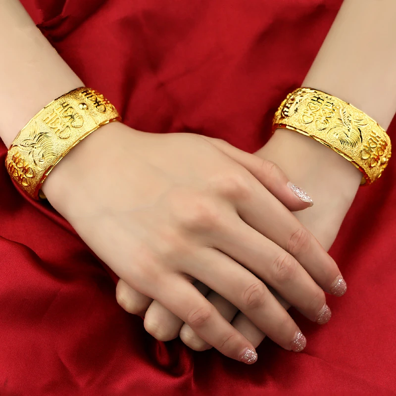 1 шт. браслет для женщин Свадебные украшения желтое золото заполненный роскошный свадебный браслет подарок можно открыть