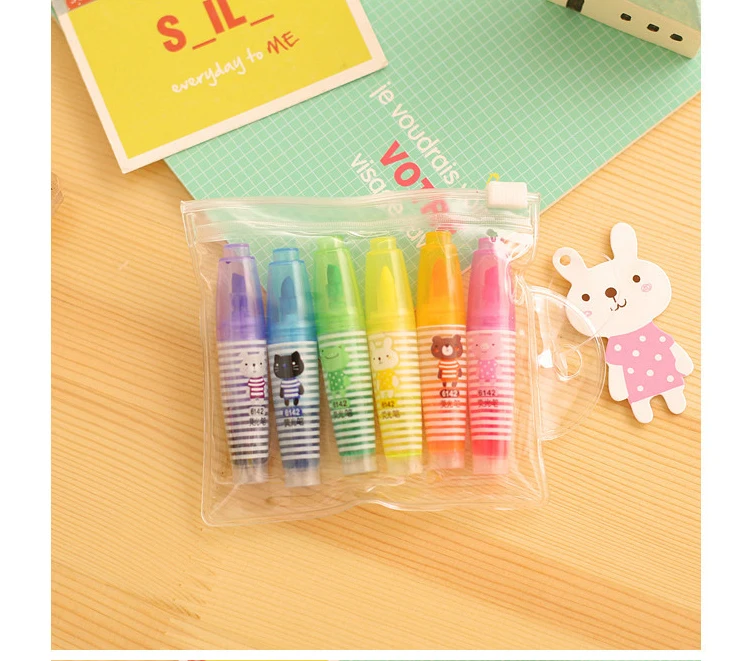 Korean stationery color highlighter pen key marker Marker pen fluorescent marker 6 sticks in