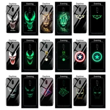 Venom Avengers Luminous Glass Case For Oneplus 7 1+7 pro 6 6T Luxury Iron man black Cover For One Plus 7 pro 6T 1+6 case Coque