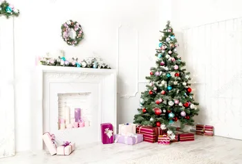 

room decorations tree gift fireplace Backgrounds Vinyl cloth High quality Computer print christmas backdrops