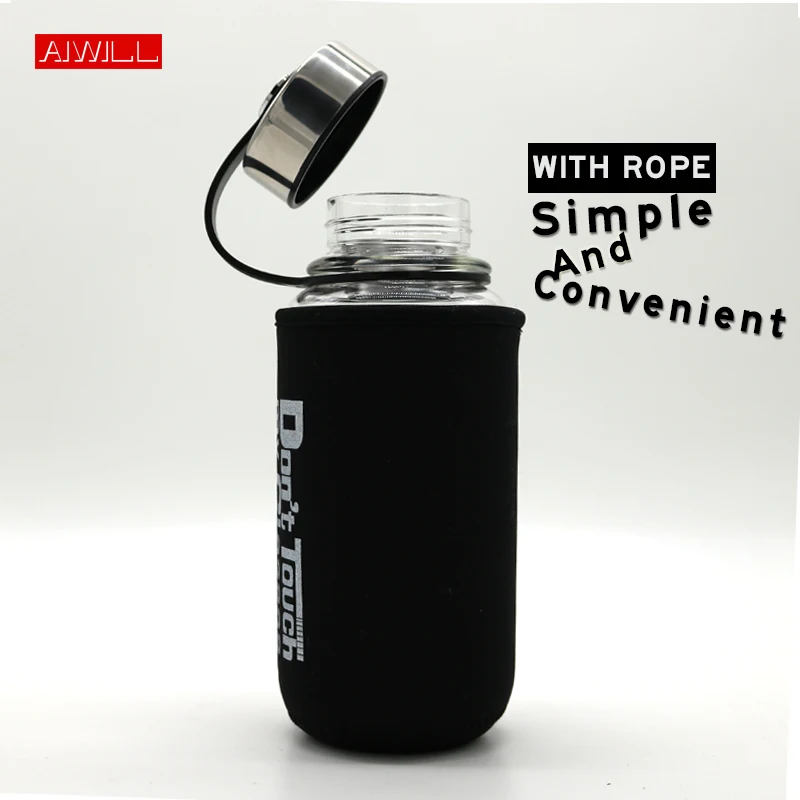 Water Bottle 700/1000ML Outdoor Lemon Fruit Juice Portable With Tea Infuser High Borosilicate Glass