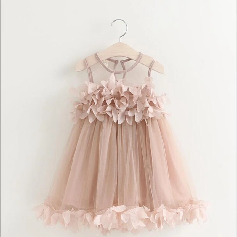 Girls Dress 2017 New Summer Mesh Baby Girl Party Clothes Pink Applique Princess Children |