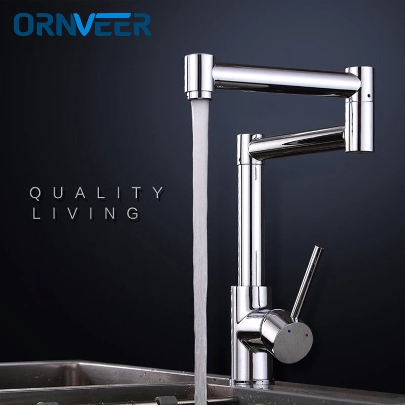 

New Deck Mounted Kitchen Faucet Swivel Chrome Sink Basin Torneira Cozinha Tap Mixer Faucet