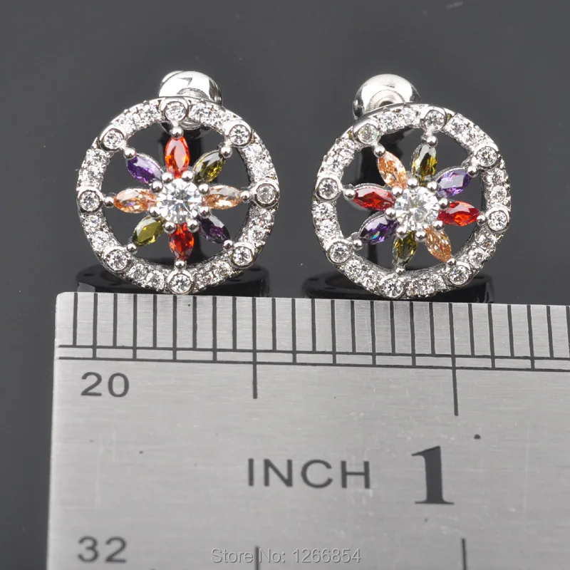 Идеальный многоцветный кубический циркон для женщин Посеребренные Ювелирные