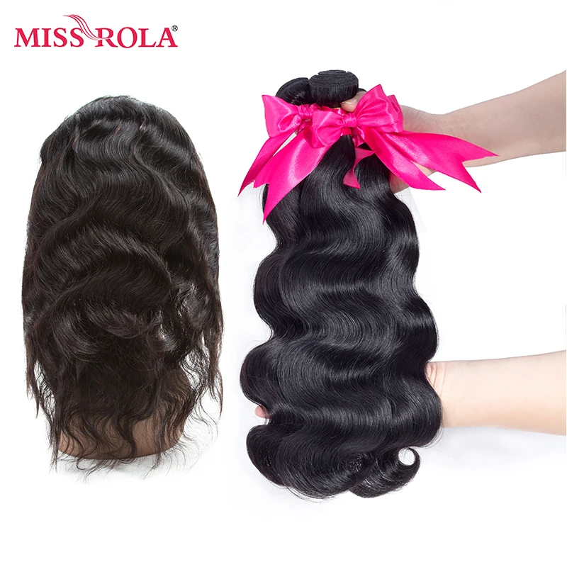 Miss Rola Hair Pre-colored Malaysian Body Wave with Closure 100% Human Hair 3 Bundles with 360 Lace Frontal Non-remy Hair body-wave
