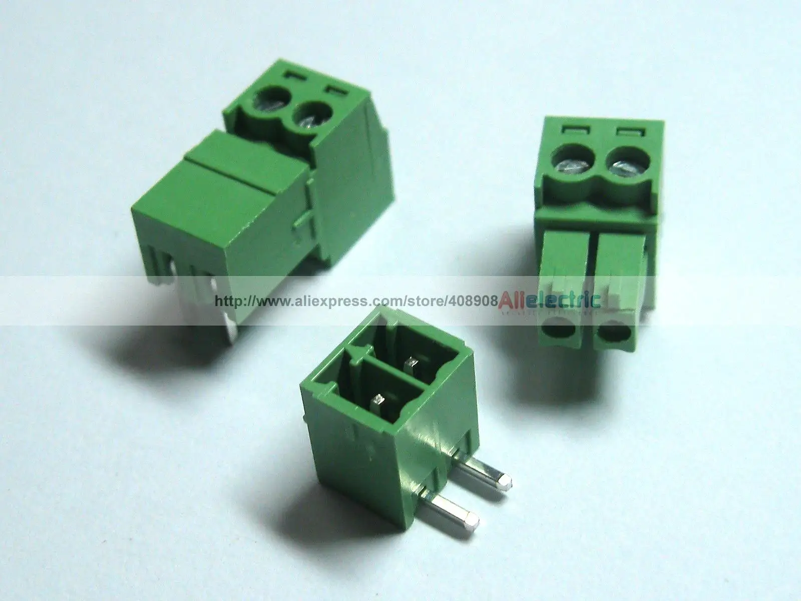 

100 set Screw Terminal Block Connector 3.81mm Angle 2 Pin Green Pluggable Type