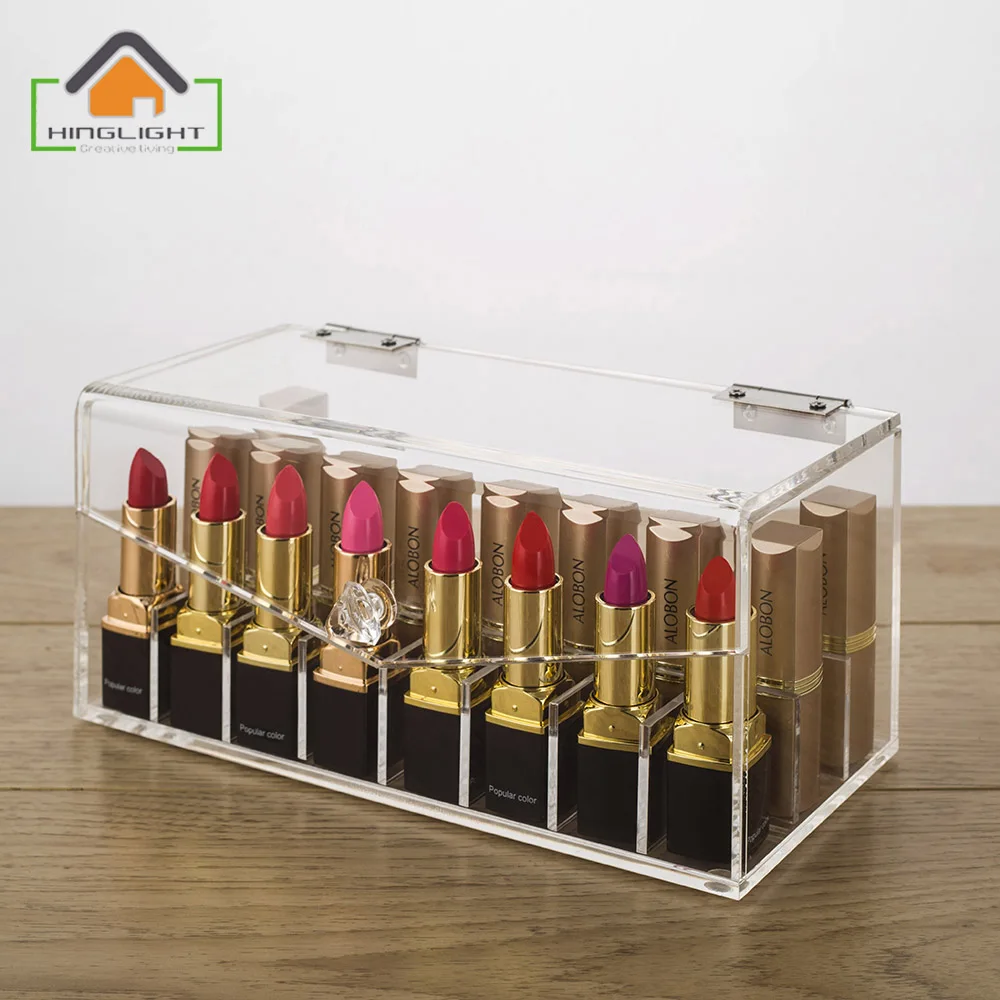 Acrylic Lipstick Storage Box (partition inside is removable) Cosmetic Organizer Acrylic Makeup