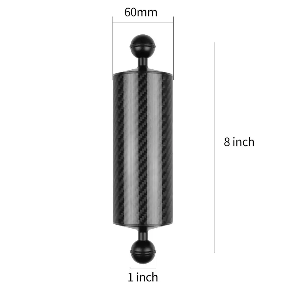 Углеродное волокно поплавок плавучести водный рычаг двойной шар плавающий рычаг Дайвинг камера подводный дайвинг лоток для GOPRO Hero/смартфонов - Цвет: D60MM 8inch Black