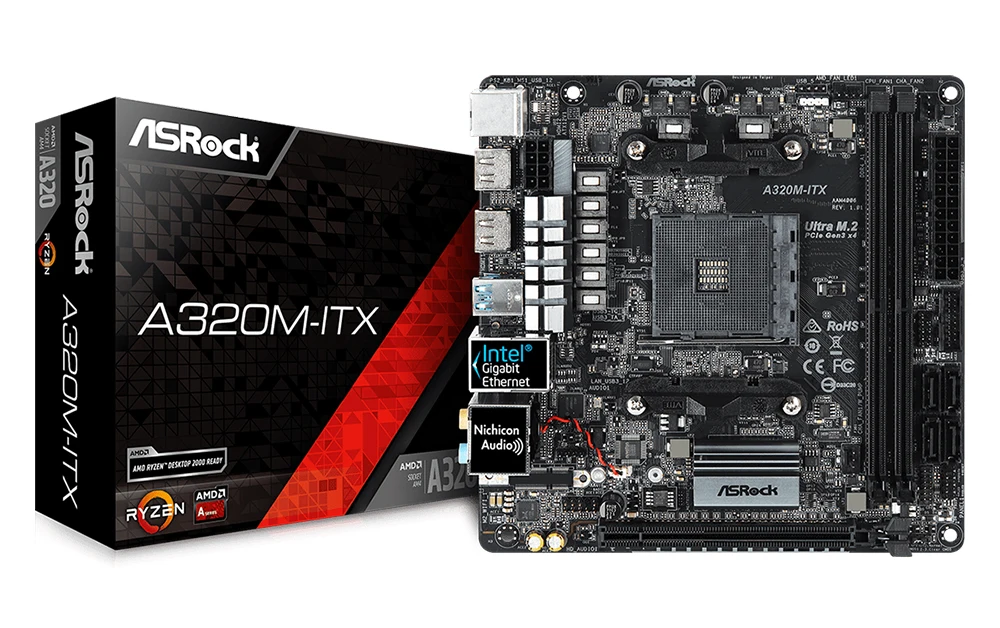 Материнская плата ASRock Super Alloy A320M-ITX A320 разъем для AMD AM4 cpu DDR4 32G SATA3, 1 Ultra M.2 USB 3,1 HDMI ITX