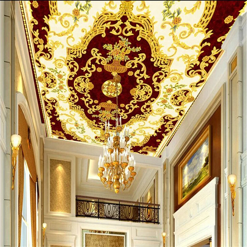 beibehang Custom wallpaper large upscale European Chinese ceiling art
parquet living room bedroom floor papel de parede 3d