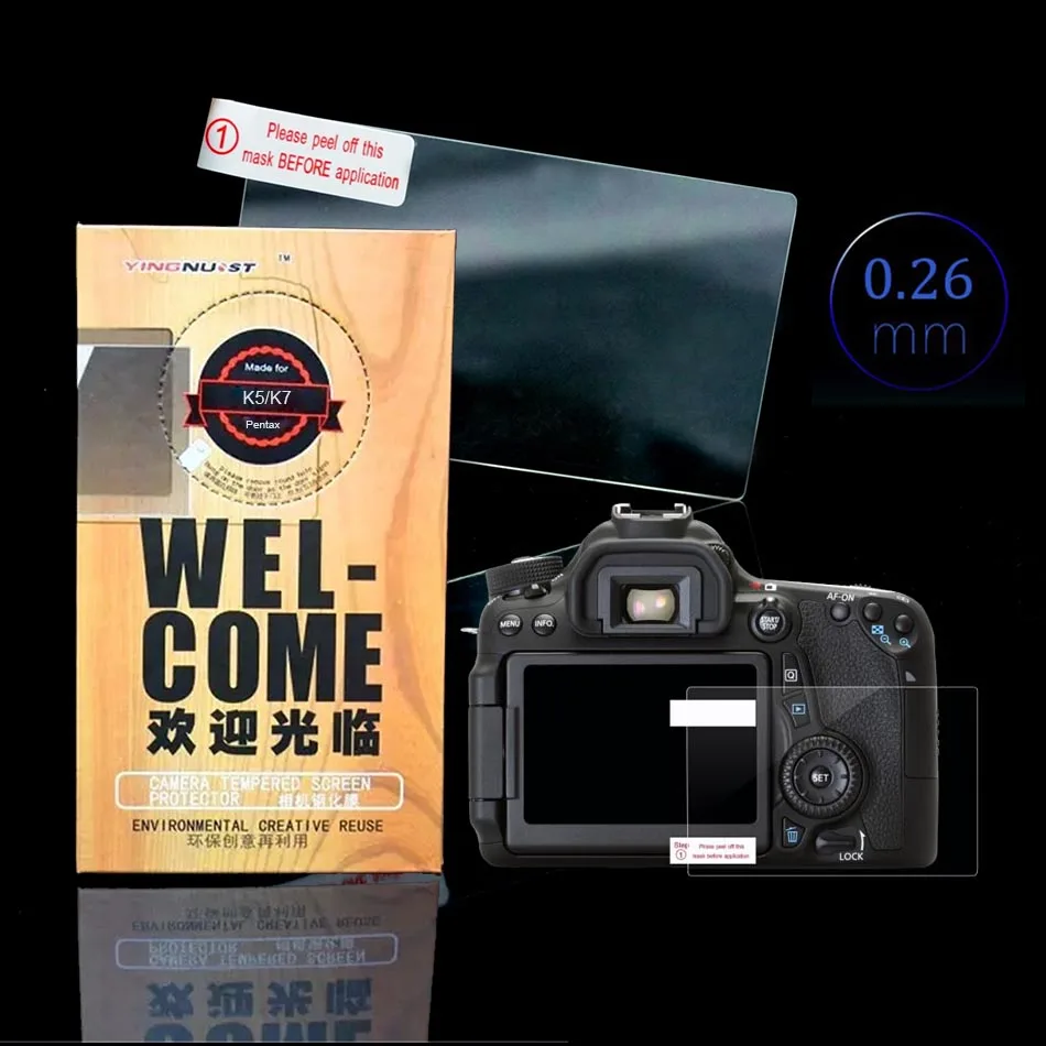 

Original 9H Ultra Thin 0.26mm LCD Tempered Glass Screen Protector For Pentax K-7 K-5 Toughened Protective Film For Casio TR500