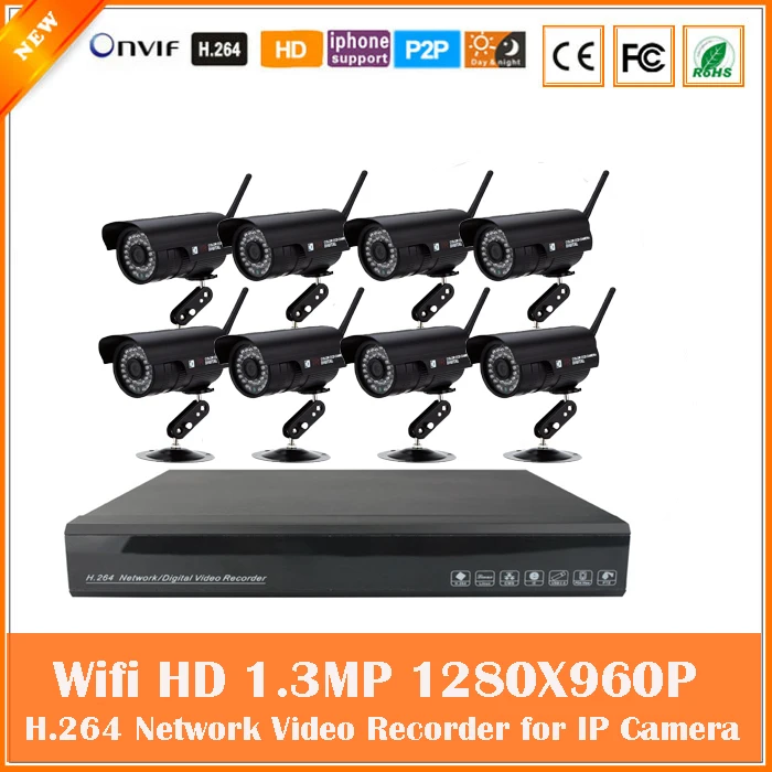 8ch Cctv Bullet Ip Camera Wireless 960p And Nvr Kit Security Surveillance System Outdoor Waterproof Motion Detection Hot Sale