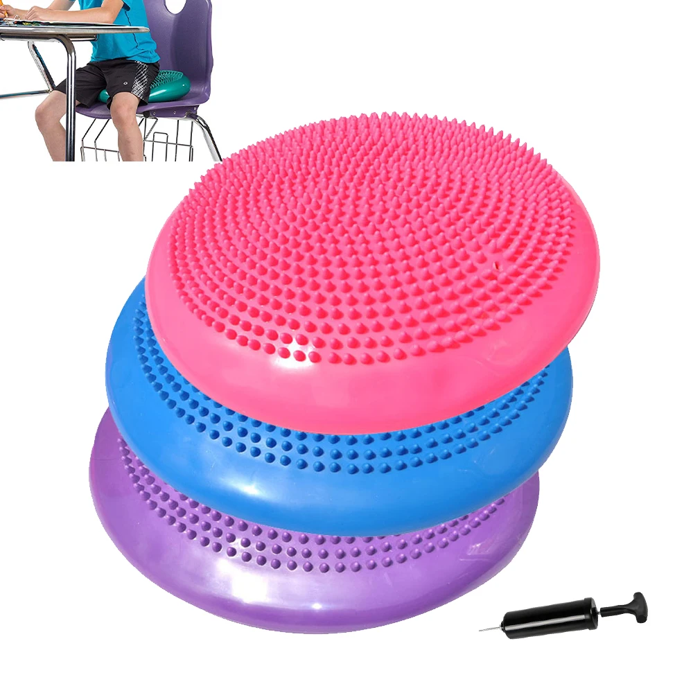 Inflated Stability Wobble Cushion Including Free Pump Exercise