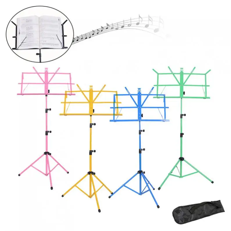 

Colourful Folding Lightweight Music Stand Aluminum Alloy Tripod Stand Holder Height Adjustable with Carrying Bag