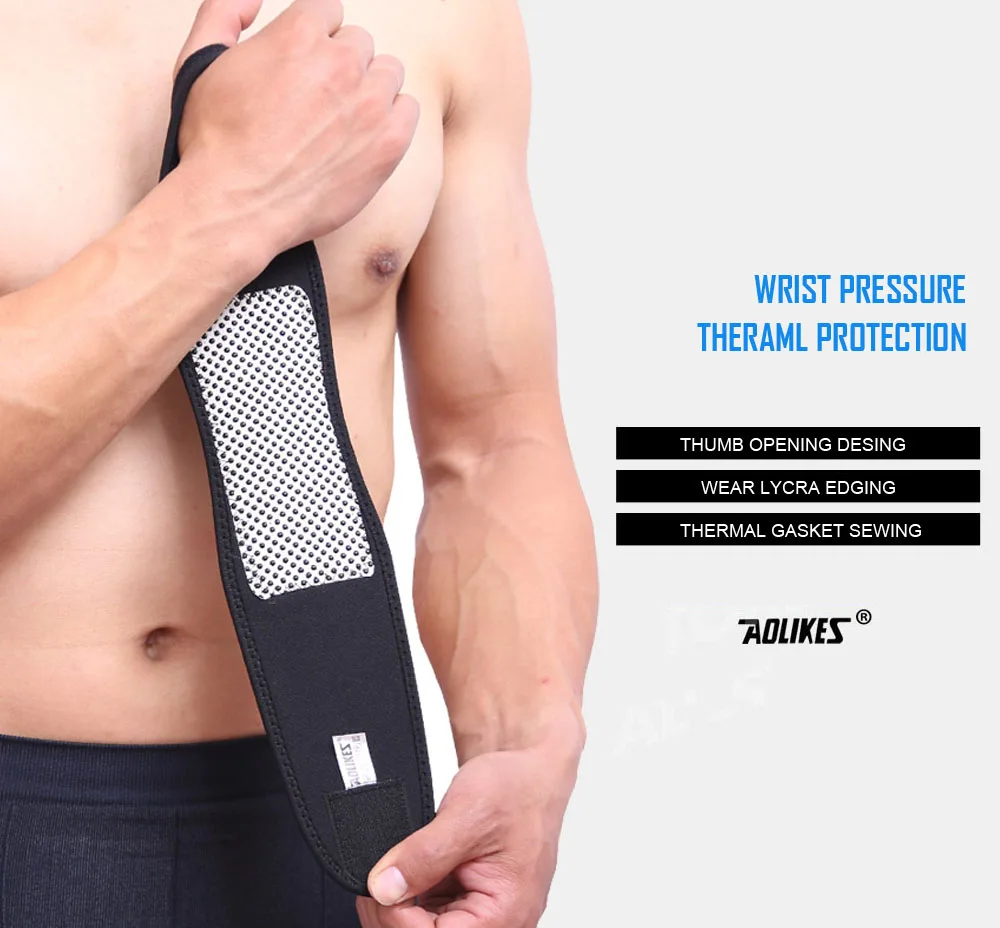 1 Pair Adjustable Self heating Tourmaline Wrist Support Straps