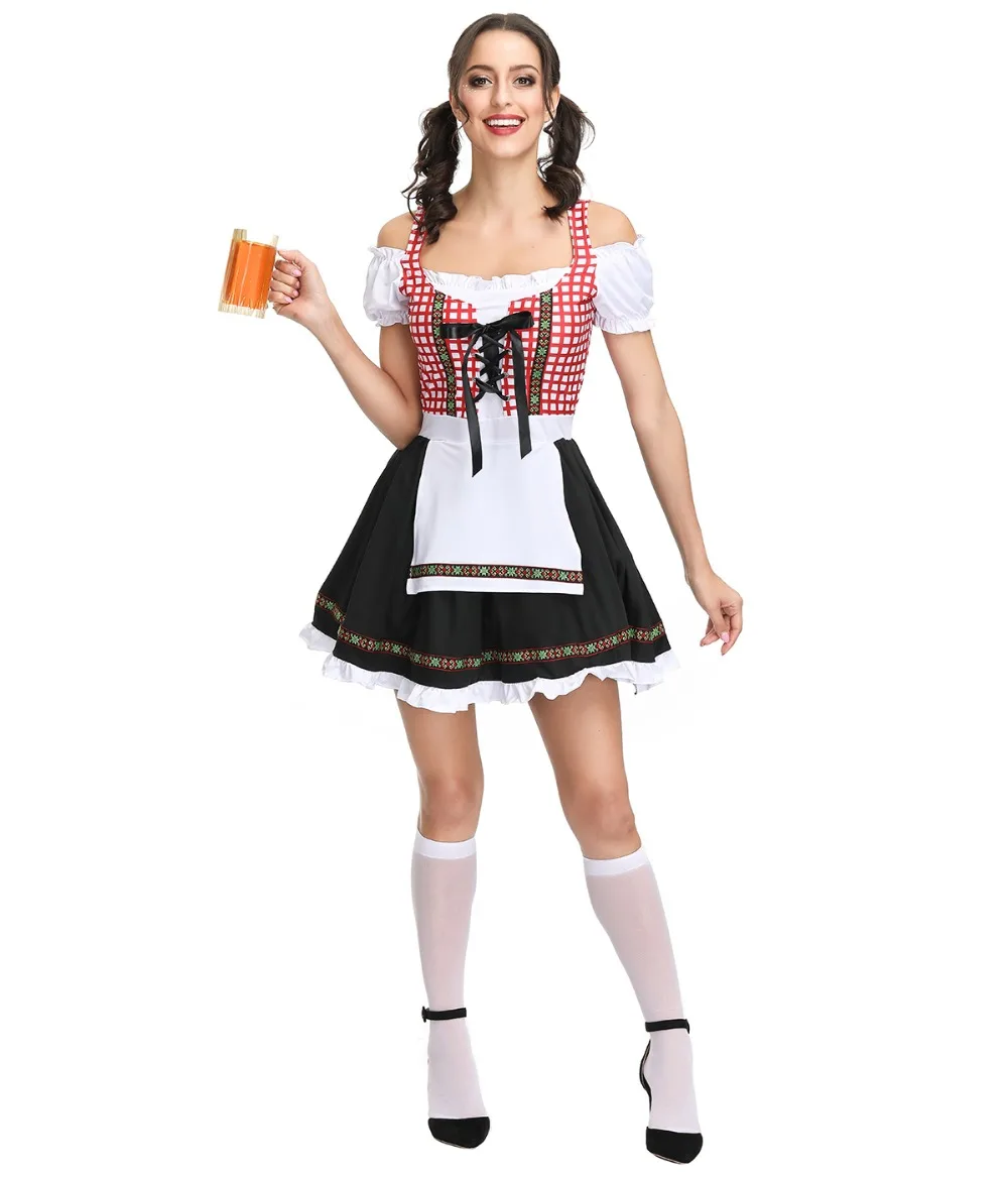 Роскошный Bavaria традиционный Октоберфест Костюм Октоберфест пивная девушка костюм для женщин платье+ фартук+ блузка