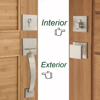 

Probrico Front Back door Handles Single Cylinder Deadbolt Door Lever Latch Home Security lock with Keys Interior door hardware