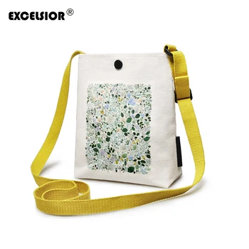 

EXCELSIORL Fresh Canvas Women's Handbag Mini Flap New Arrival Small Flap Lady Shoulder Bag Crossbody Messenger Bag Beach Bag