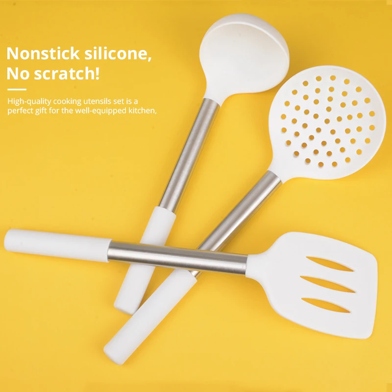 Силиконовый Тернер шпатель шумовка ложка ковш-сито с длинной ручкой кухонная посуда кухонные инструменты