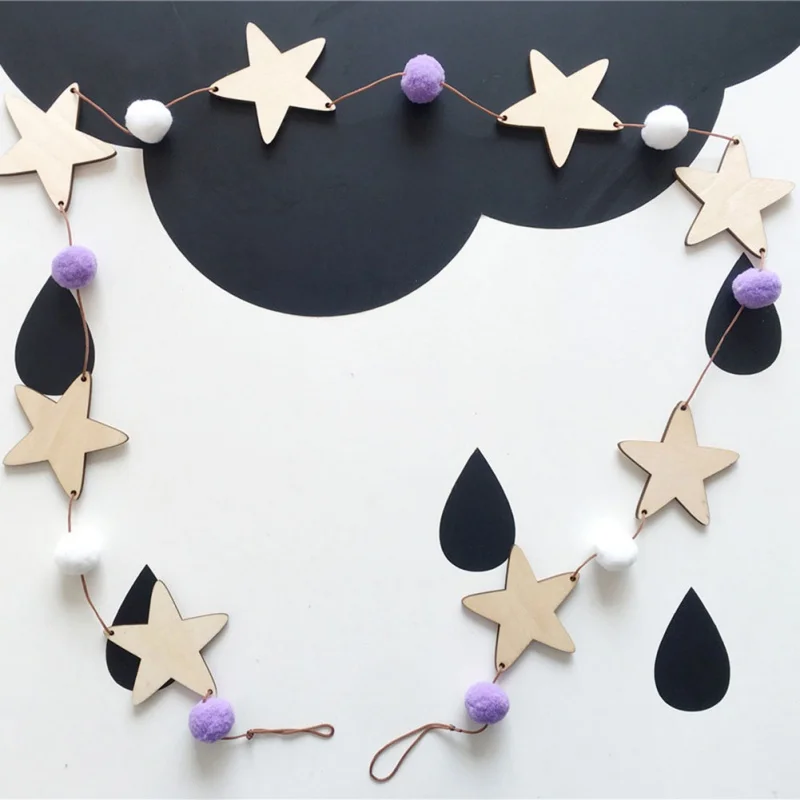 Пятиконечная звезда струны украшения для дома 2 м творческий помпон круг macarons звезды Свадьба Вечеринка день рождения ребенок Showe