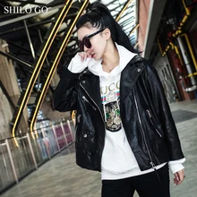 Шило GO кожаная куртка Женская Весенняя мода Овчина натуральная кожа пальто воротник с лацканами молния Повседневная Свободная черная локомотив