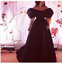 2017 elegante Günstige Abendkleid Abendkleid Schwarz Kappen-hülsen Satin Lange Neue Ankunft Prom Kleider Abendkleid Kleid