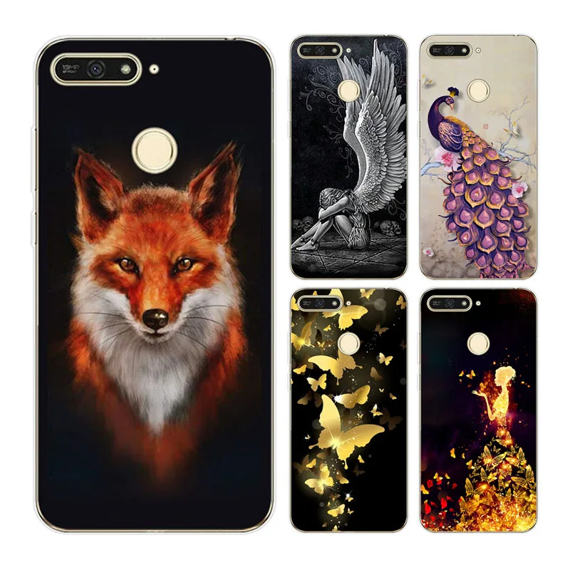 

For huawei Y6 2018 Soft Silicone TPU case For huawei Y6 2018 colorful cute printing protective Back cover For huawei Y6 2018