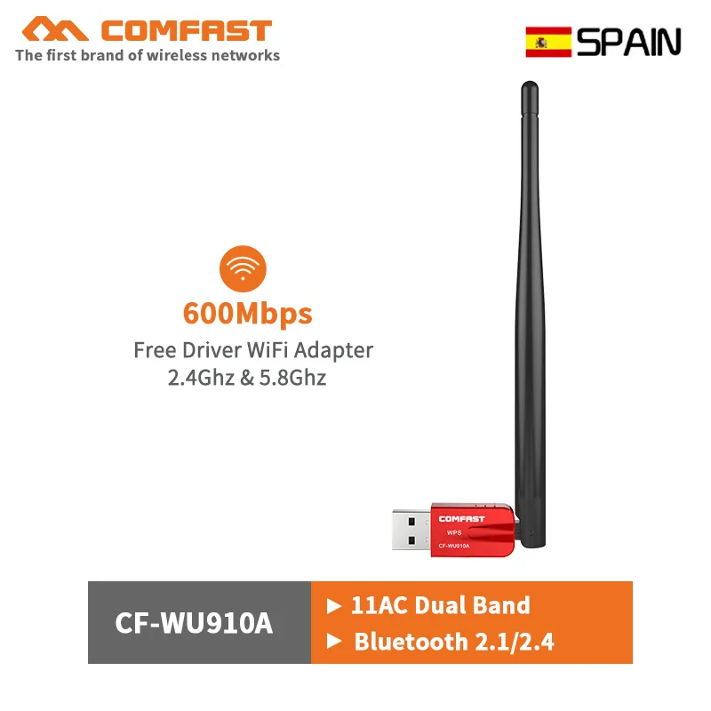 

Dual Band 600Mbps Free driver Wireless WIFI Bluetooth 4.0 usb Adapter 5dbi Antenna 5.8G pc computer Network card wi fi emitter