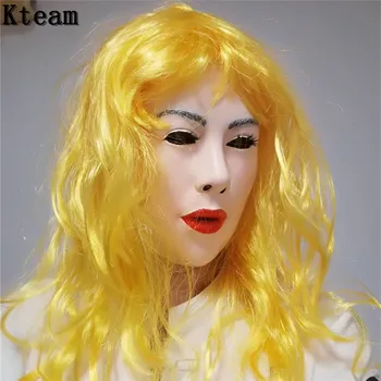 

2018 New Realistic Female Mask For Halloween Human Female Masquerade Latex Party Mask Sexy Girl Crossdress Costume Cosplay Mask