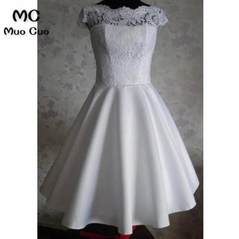 Bateau Knee-Length Cap Sleeves Open Back White Homecoming Dress
