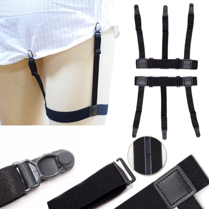 2Pcs/Set Mens Shirt Stays Elastic Leg Suspenders Plastic Non slip