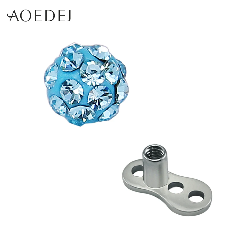 Aoedej 4 Colors Crystal Micro Dermal Anchor Piercing Body Jewelry