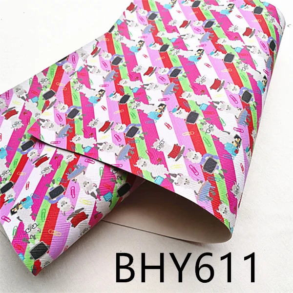 

Free shipping 30*134cm back to school llama print synthetic leather fabric vinyl BHY611