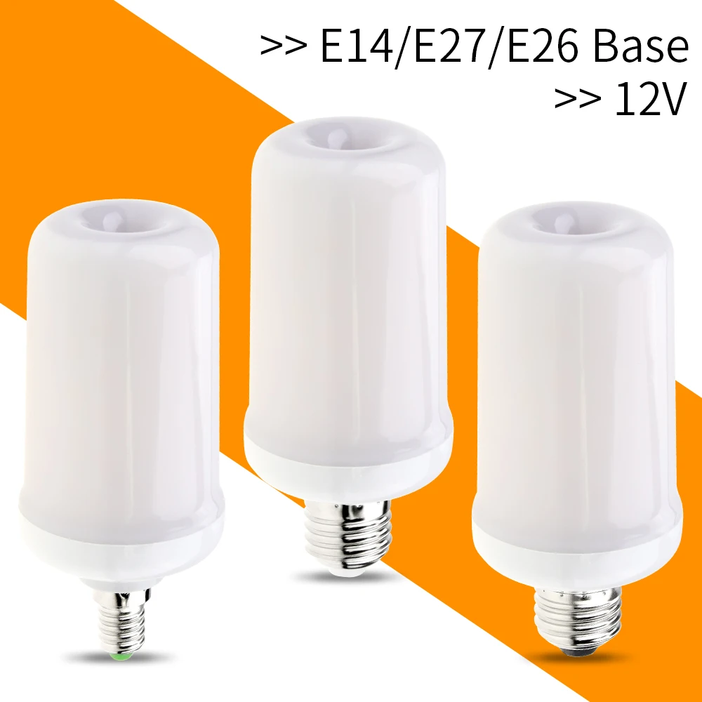 LED Flickering Dynamic Burning Light E14 LED Fire Bulb 7W E26 New Year Decorations Flame Lamp E27 12V LED Lamp Flame Effect 2835