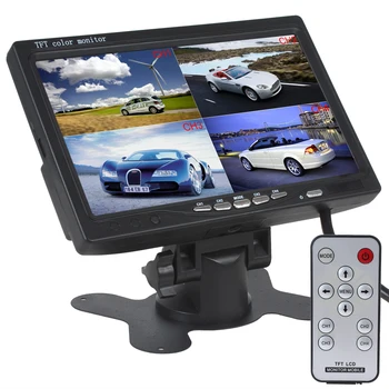 

7" TFT LCD 4 Split Quad Video Input Display Automatic Input Signal LCD Car Headrest Monitor For Rearview Camera GPS DVD