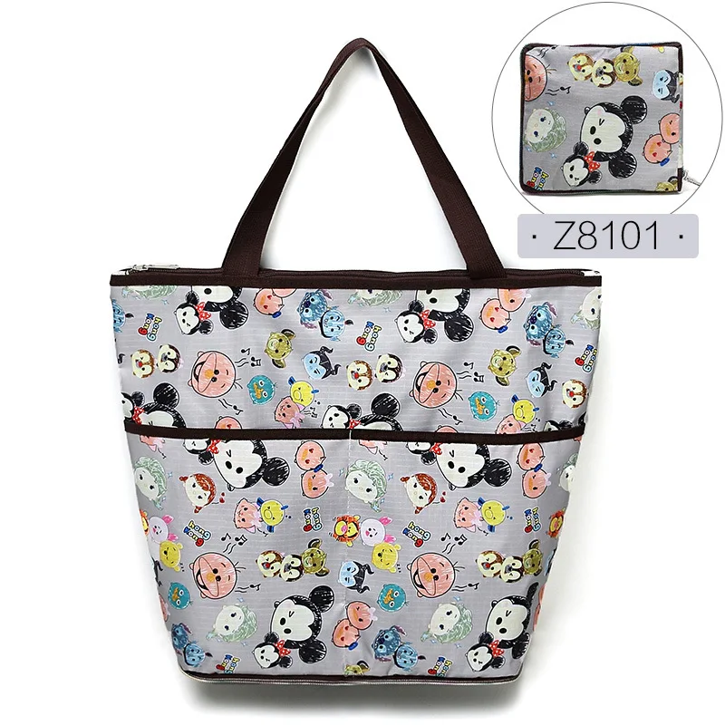 

Disney waterproof Mickey printing hand diaper bag folding zipper portable shopping tote bag supermarket storage shoulder bag