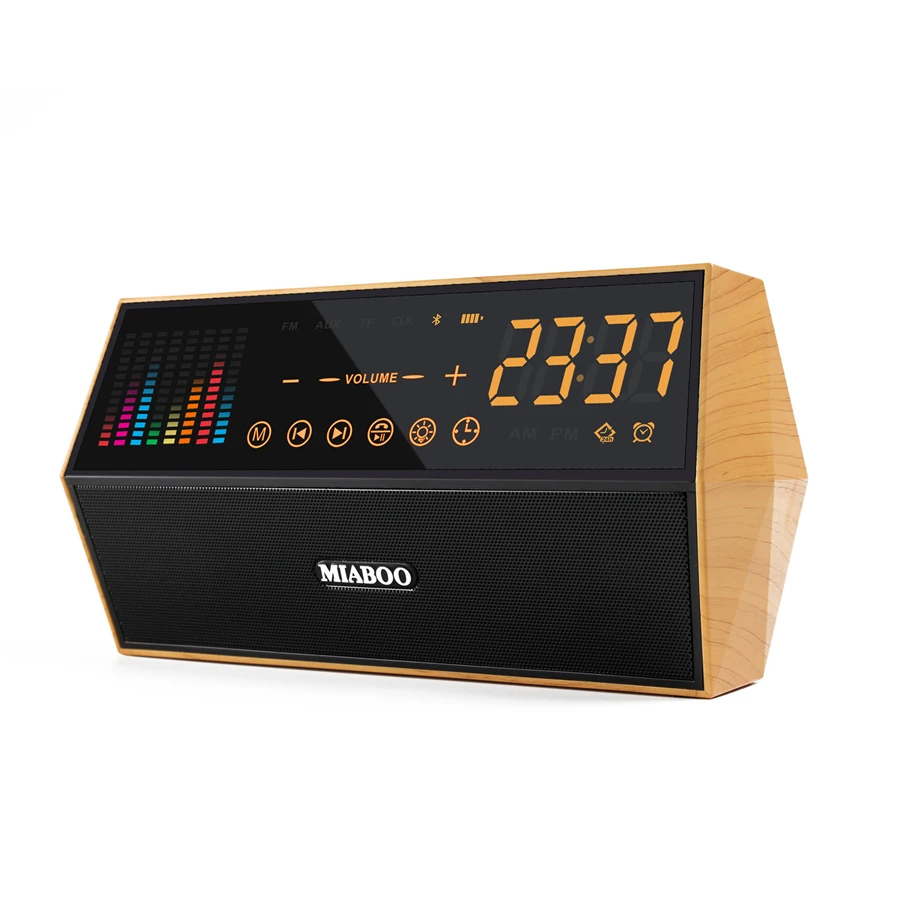 

New year 2018 wood Grain portable Bluetooth speaker support TF Colorful spectrum Touch for phone PC radio retro speaker with mic