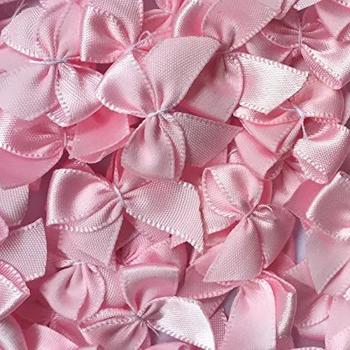

60pcs Mini Satin Ribbon Bows Flowers 1"x3/4" Appliques DIY Craft Color