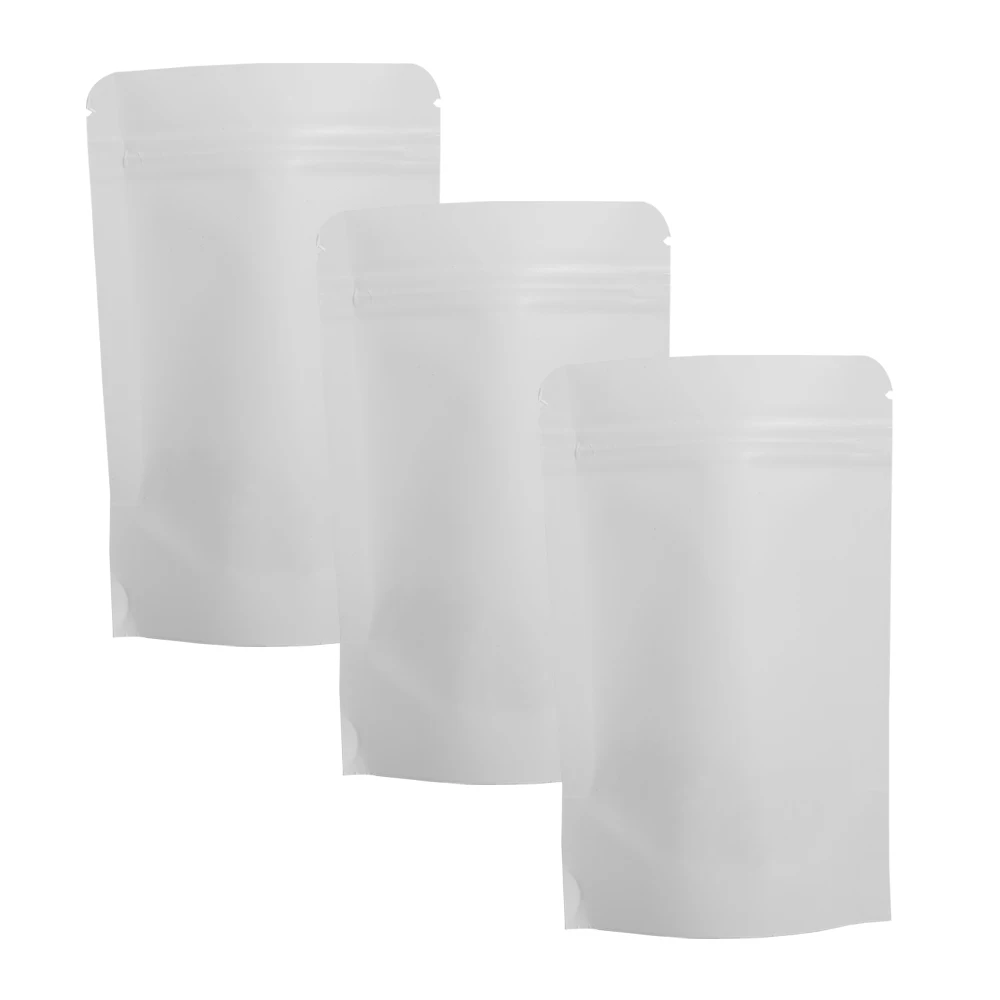 

Brand New 10x15cm (4x6") 100PCS White Kraft Paper Ziplock Packing Storage Bag Rounded Corner Stand Up Bags With Zipper