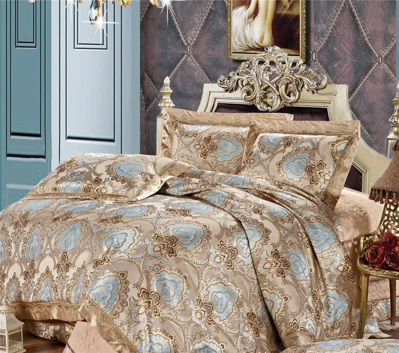 New 4 Pieces Embroidery Luxury Wedding Jacquard Bedding ...