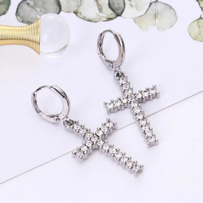 Женские серьги кольца 3 цвета модные стразы крест|fashion hoop earrings|hoop earringswomen earrings |