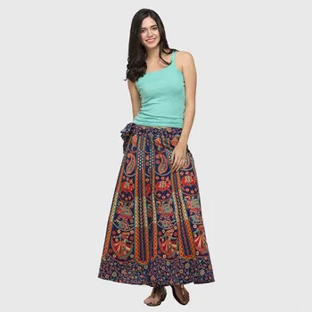 

Mix Flower Print Boho Maxi Warp Around Skirt For Women Paisley Quilted Gypsy Tribal Folk Long Skirt Vintage Hippie Outfit Ladies