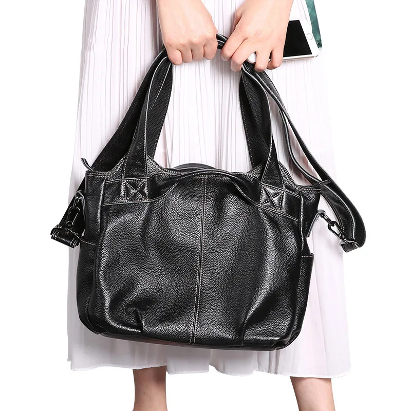 Factory direct fashion business casual Genuine Leather men handbags retro dumplings wear-resistant leather shoulder bag men bag