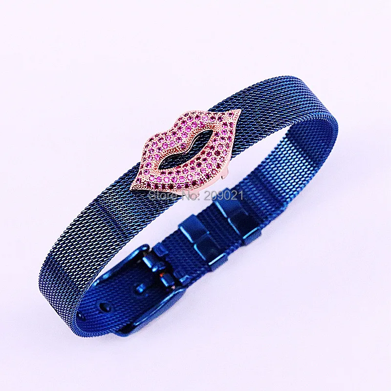 5 шт. Новые поступления Micro Pave CZ цирконий губ Шарм бусины уникальный дизайн нержавеющая сталь часы браслеты для пояса