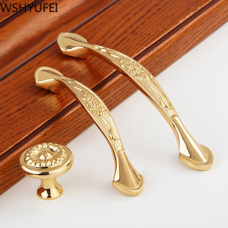 

Hole distance single hole / 96/128mm gold solid brass cabinet knob and handle drawer furniture cabinet wardrobe gold